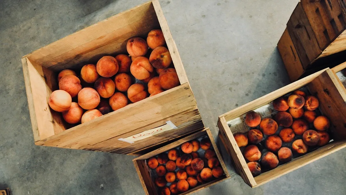 Crates of fresh produce delivered to a restaurant from the market